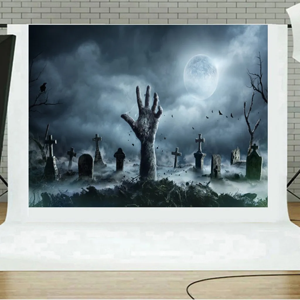 Фотофон замок Хэллоуин фон для фотосъемки Ночная ведьма вороны Тыква Луна