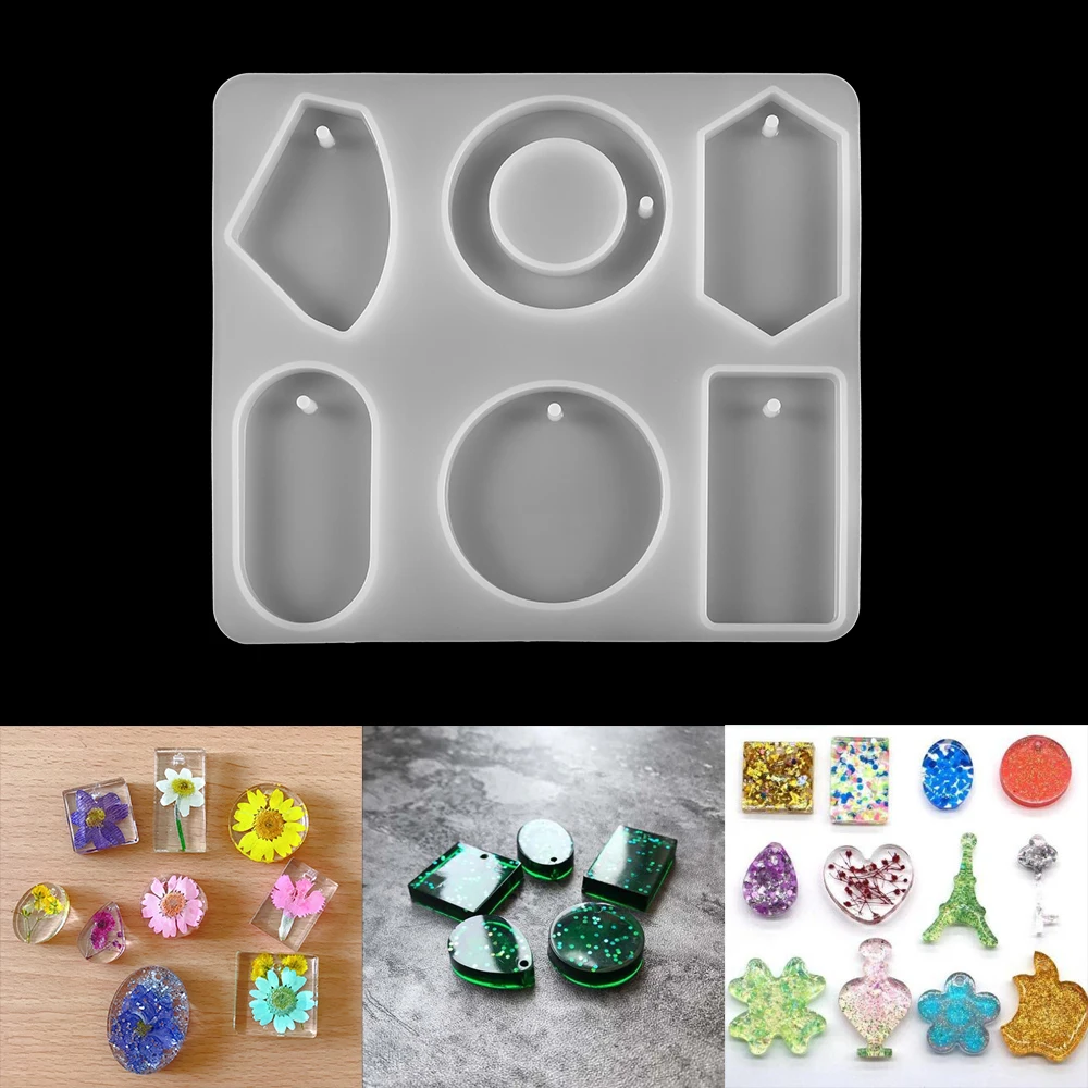 

1pcs Necklace Pendant Set Silicone Mold 6 Designs Key-Chain Epoxy Resin Molds For DIY Jewelry Making Tool Supplies Accessories