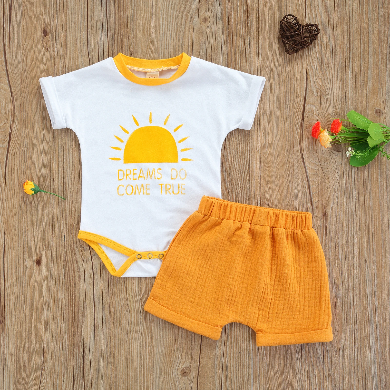 

Детский комбинезон с коротким рукавом и шорты, с принтом солнца и букв, Повседневная Стильная летняя детская одежда с эластичным поясом на в...