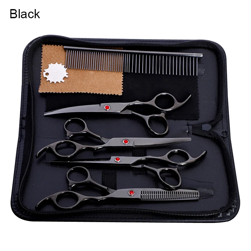 

Pet Hair Scissors Set Dog Groomings Scissors Set Cutting Thinning Curved Shears Comb Kit FPing
