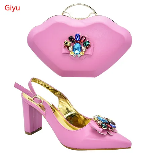 doershow Fashion lady beautiful Shoes And Bag Set To Match High Quality Italian With Matching Bags For Party! HMS1-6 | Обувь