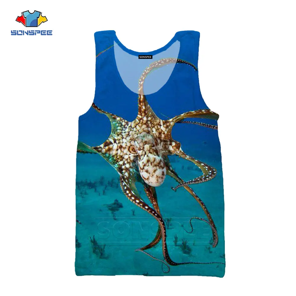 

SONSPEE 3D Printing Vest Octopus Thin Section Loose and Comfortable Especially Fashionable Fashion Harajuku Plus Size Vest