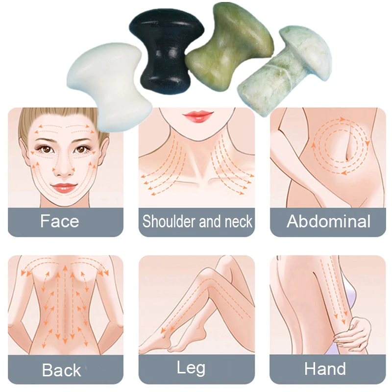 Массажер для лица Gua Sha Board натуральный розовый кварц нефритовый гриб массажный