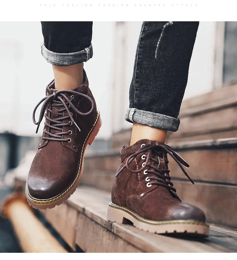 Winter Ankle Boots mens Genuine Leather Snow Boots Big Size 38-50 Outdoor Warm Winter Shoes for Men Anti-cold Boots Walker Peak