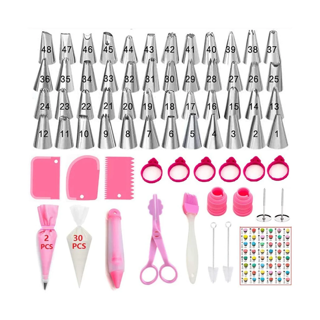 

100 PCs Set Silk Flower Decorating Nozzle Cake Decorating Tools Pouch Silicone Pen Pastry Bags Ties