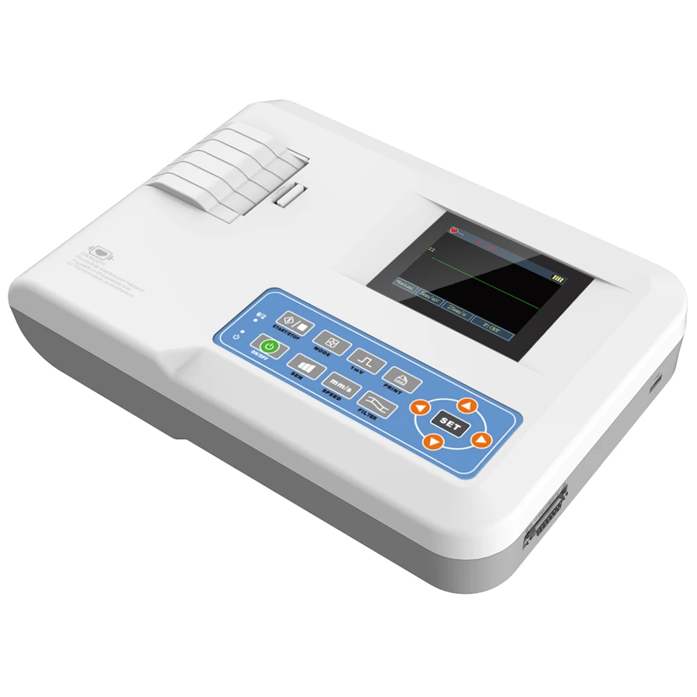 ECG100G ЭКГ машина цветной дисплей фотография одноканальный 12 выводов монитор +