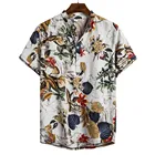 Мужская пляжная гавайская рубашка из чистого хлопка, с коротким рукавом и цветочным принтом, лето 2022