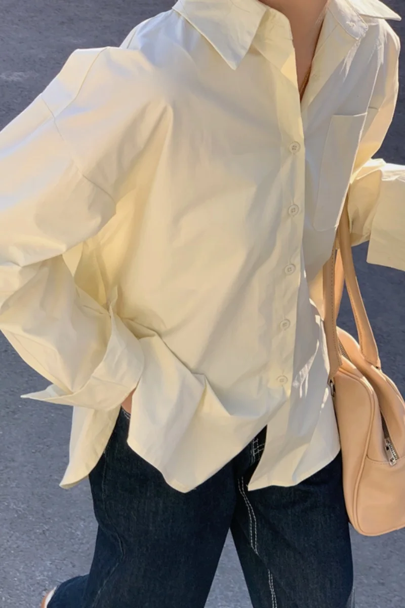 Новая Корейская Свободная рубашка-поло для ранней осени 2021 рубашка с длинным