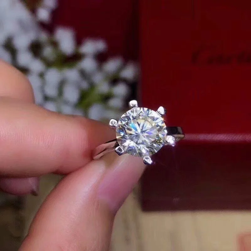 Kkmall магазин круглое серебряное кольцо Moissanite 3.00ct D VVS Роскошные Moissanite свадебное кольцо для женщин