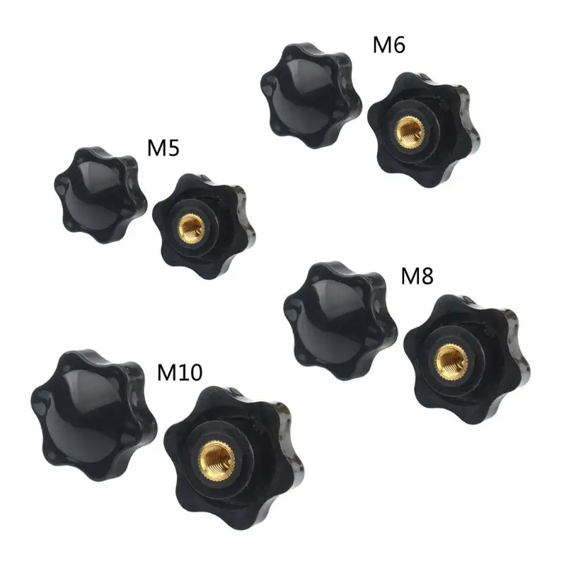 

10PCS M5 M6 M8 M10 Plum Hand Tighten Nuts Manual Clamping Knob Star Thumb Nut