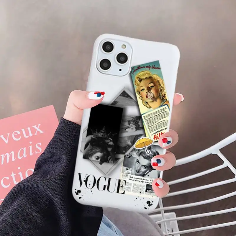 

label Stitching art pattern retro aesthetic Phone Case Candy Color for iPhone 6 7 8 11 12 s mini pro X XS XR MAX Plus