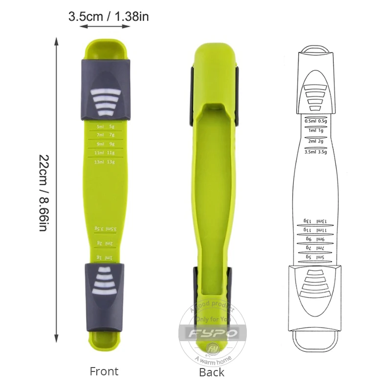 Fypo Eight Stalls Adjustable Kitchen Scale Measuring Spoons Measure cup Double End Metering Spoon baking tool Gadgets | Дом и сад