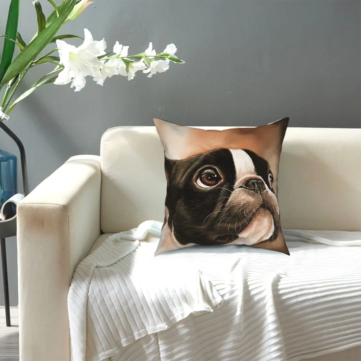 

Boston Terrier Gifts For Dog Person Square Pillow Case Polyester Decorative Pillow Custom Pillowcover Home Decor