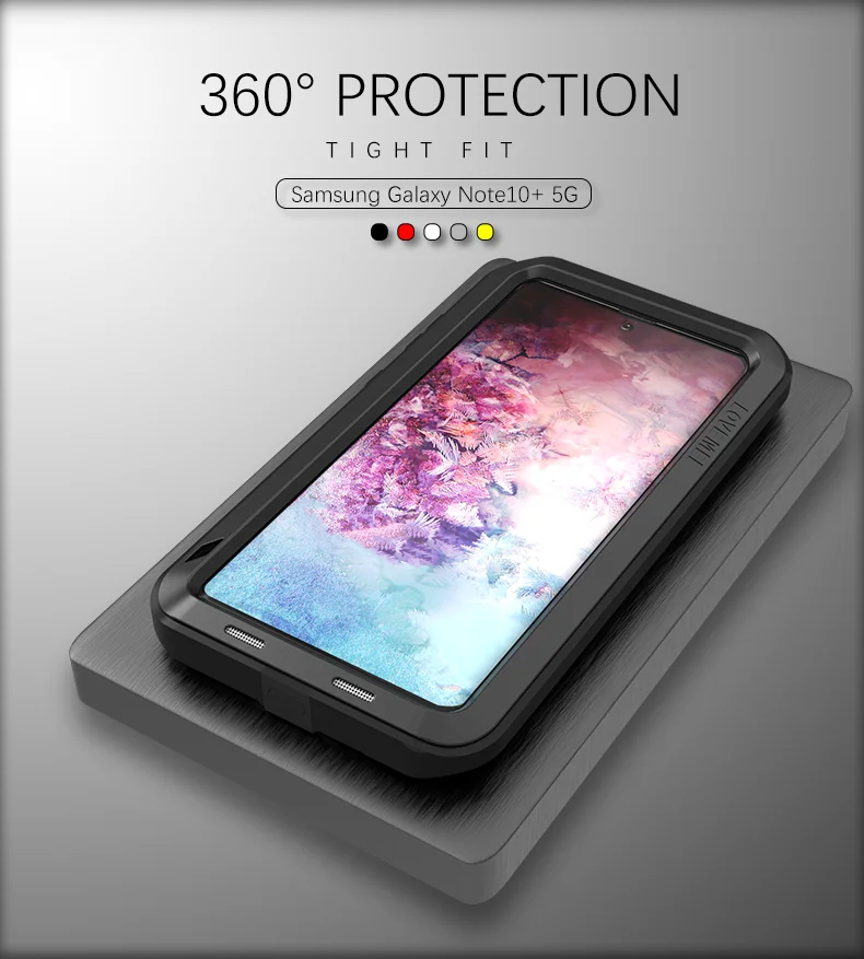 

Waterproof Shockproof Metal Case For Samsung Galaxy Note 10 Pro Plus 5G Luxury Aluminum Armor DustProof Swimming Silicone Cover