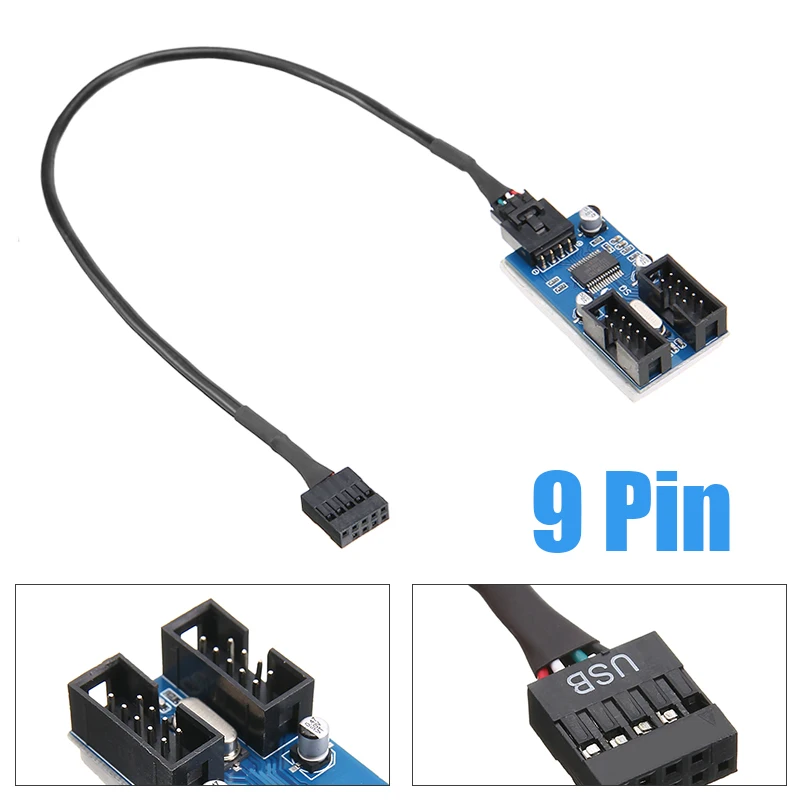 Mayitr 9 Pin 30 см/1 фут USB коннектор папа от 1 до 2 Женский удлинитель кабель материнская