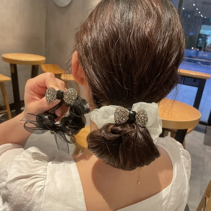 

В Корейском стиле высокого чувства органза сезон весна-лето бантик волос Веревка Простое жемчужное резиновая повязка на голову для волос, аксессуары для волос, кольцо