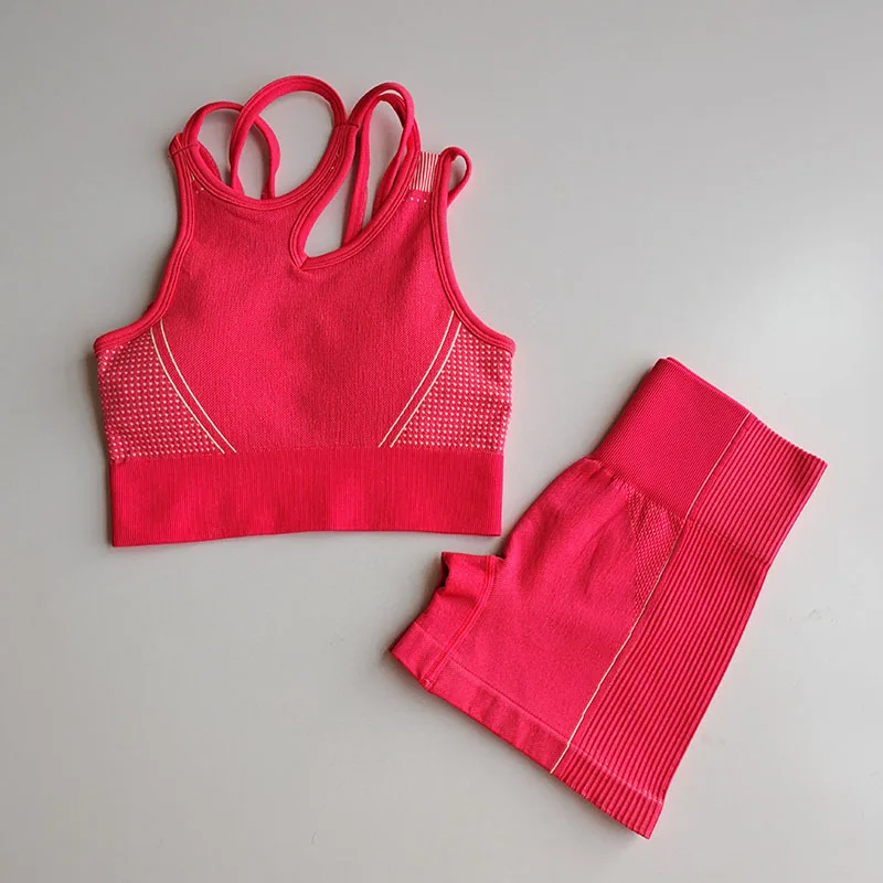 

2pcs Bra Seamless Workout Set Short Sets Exercise Clothing Jogging Suits Outfits For 2021 Women Clothing Woman Tracksuit