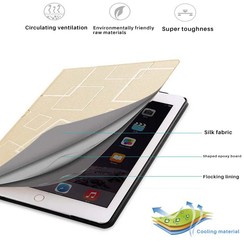 Чехол для IPad 6-го поколения, модная искусственная кожа+ Поликарбонат, подставка, умный чехол для Ipad, чехол Pro 9,7 Air 2 Air 1, Fundas Gold