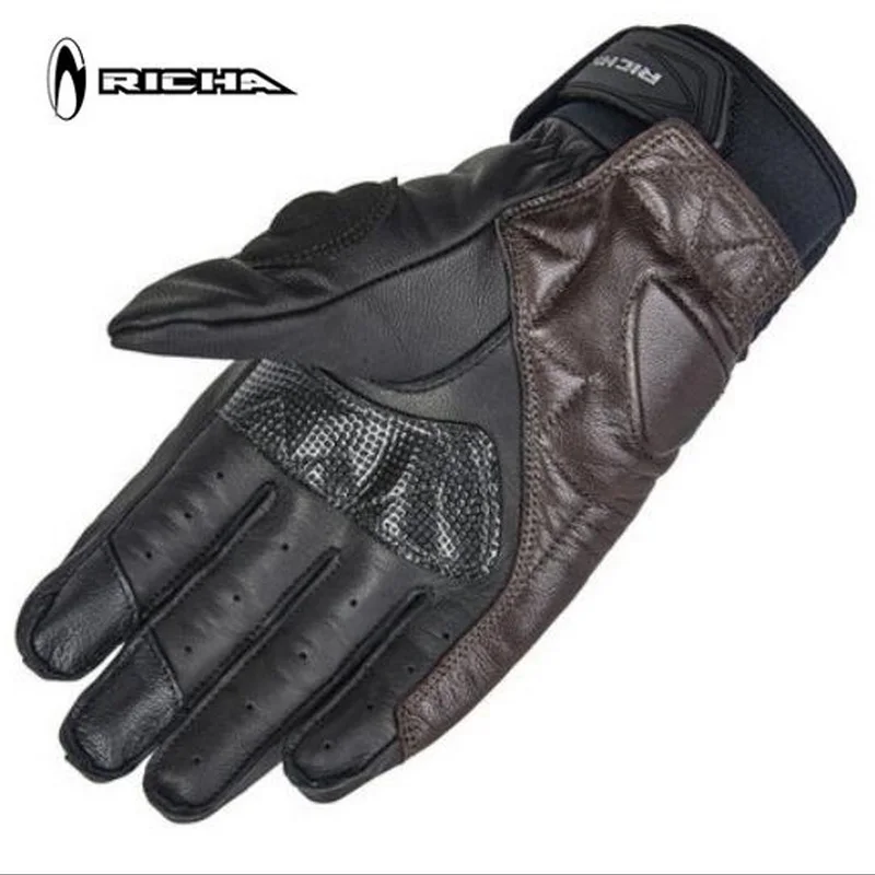 Перчатки для мотоциклистов Richa, мужские, летние, из овечьей кожи с углеродным волокном для защиты, экипировка для езды на мотоцикле, перчатки с сенсорным экраном.