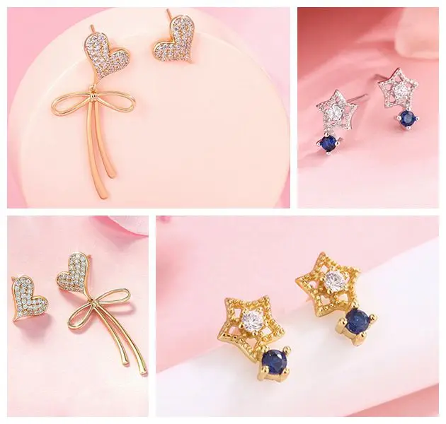 

925 Sterling Silver Pavé Heart Crystal Stud Earrings for Women Valentine's Day Dating Present Romantic Exquisite Earrings