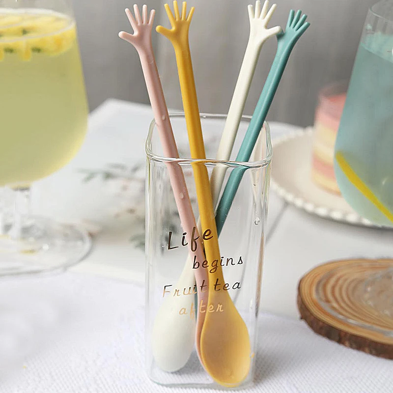 

4pcs Long Handle Coffee Juice Stirring Stick Dessert Spoon 4 Colors