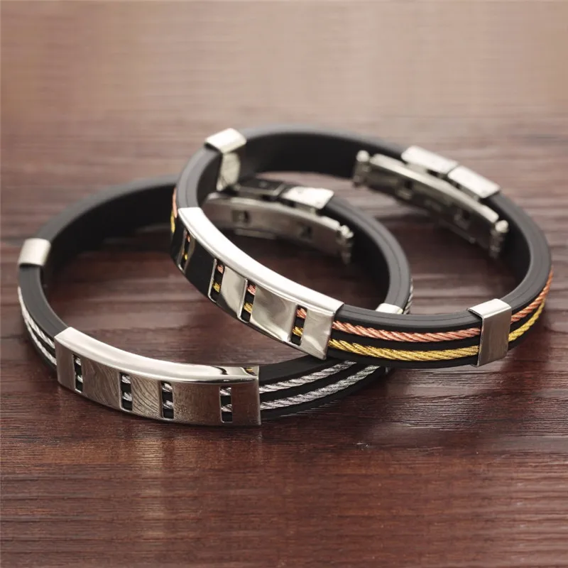 Зорцвенный браслет из нержавеющей стали и силикона черный цвет стиль панк новый