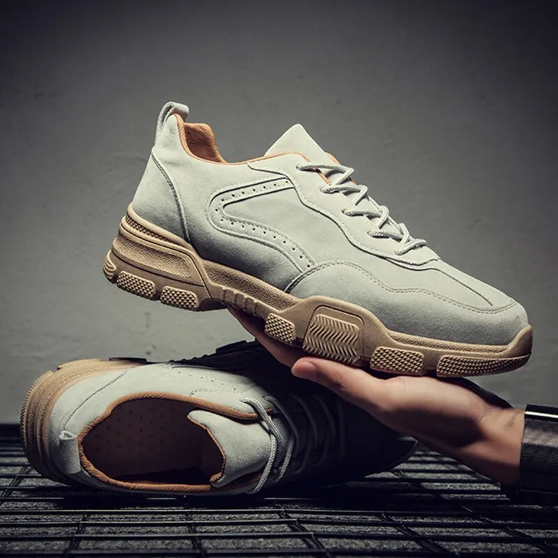 Замшевые мужские вулканизированные легкие туфли Мужская обувь на шнуровке