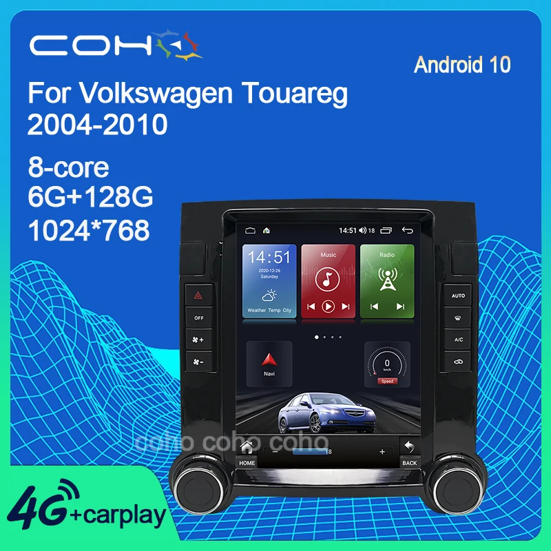 COHO для Volkswagen Touareg 2004-2010 Автомобильный мультимедийный плеер радио Coche Android 10 Octa Core 6 +