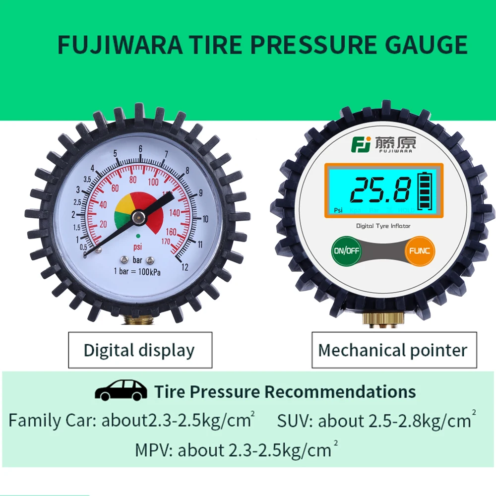 FUJIWARA Автомобильный манометр для шин цифровой дисплей/шкала со