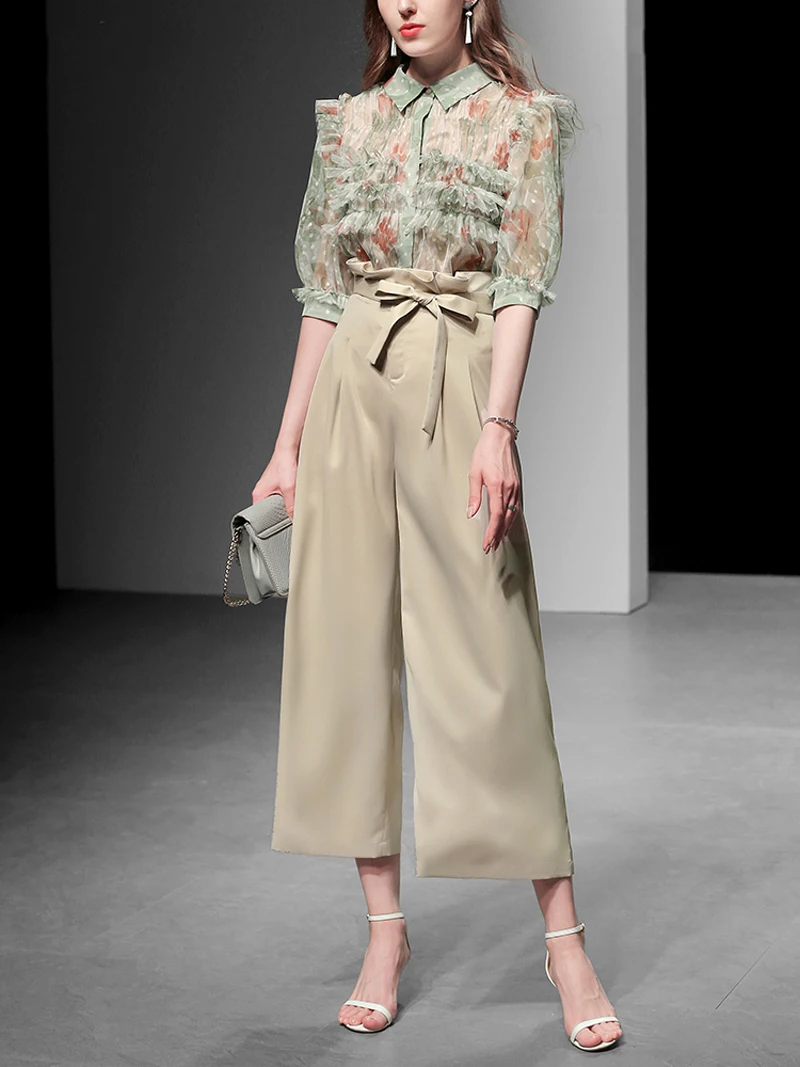 Европейский стиль женские комплекты отложной воротник половина рукава