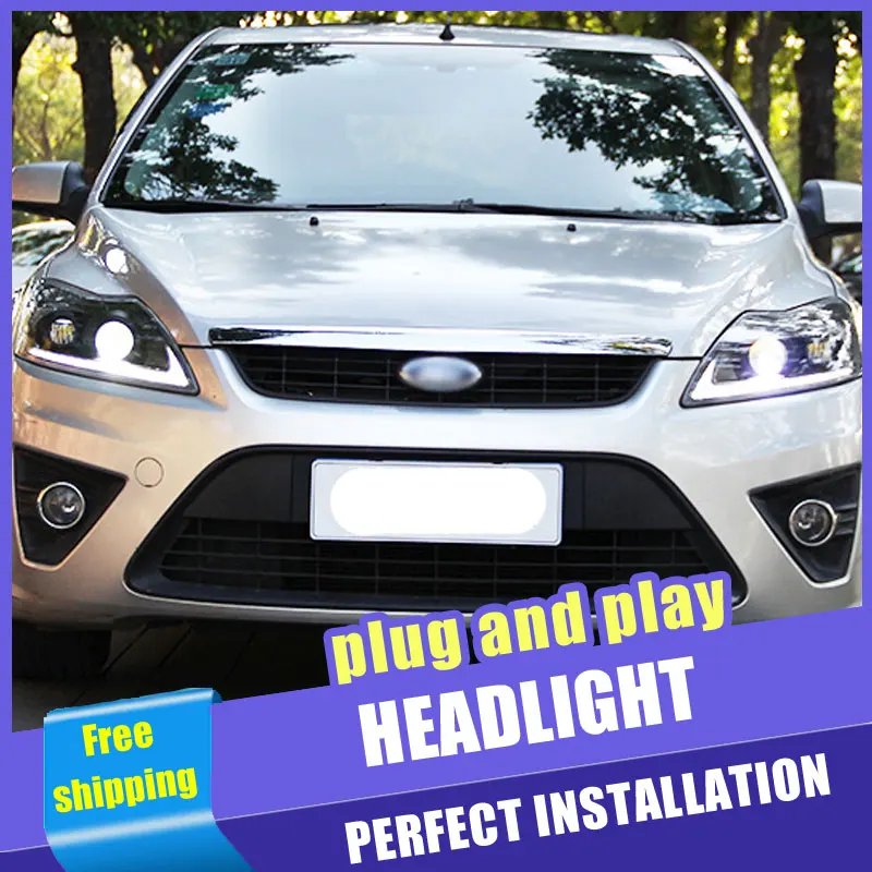 2 шт. автомобиль Стиль светодиодный фары для Ford Focus 2009 2013 налобный фонарь DRL