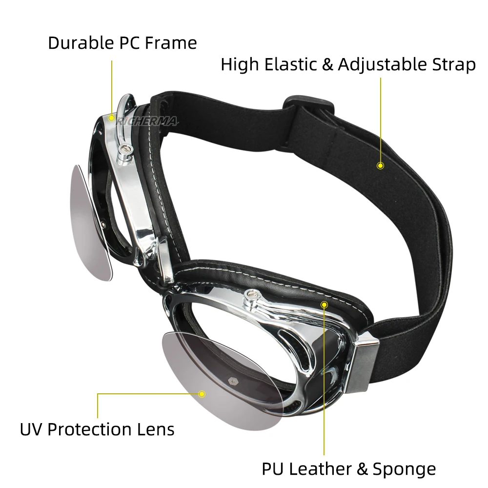 Ветрозащитные винтажные мужские очки для мотокросса анти УФ защитные мотоцикла
