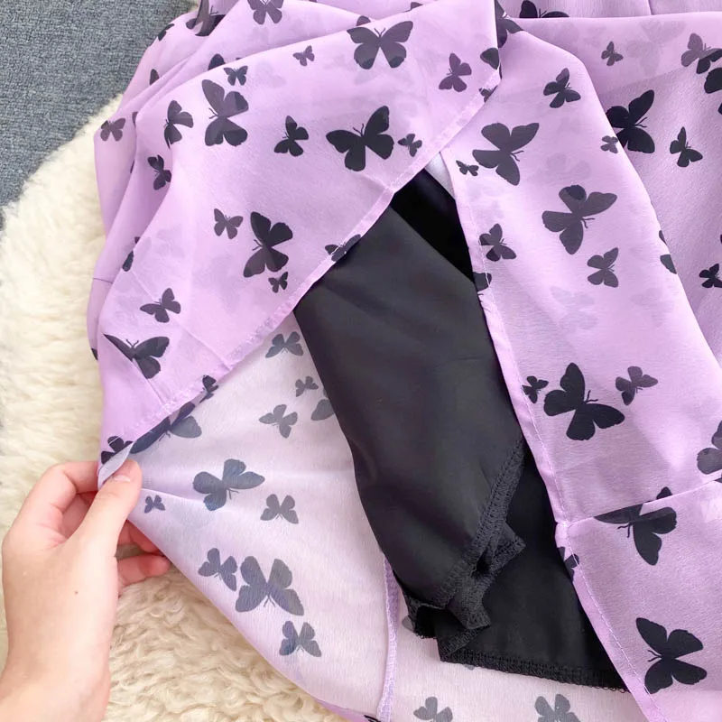 Женское облегающее платье без рукавов с открытыми плечами и принтом бабочек |