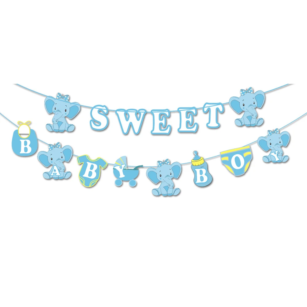 Йориу с днем рождения баннер бумаги слон флаги и баннеры Oh Baby Shower мальчик девочка