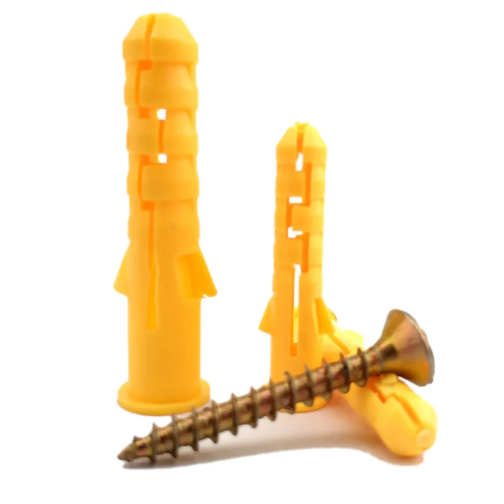300 шт. желтые ребристые пластиковые настенные анкерные расширительные трубы