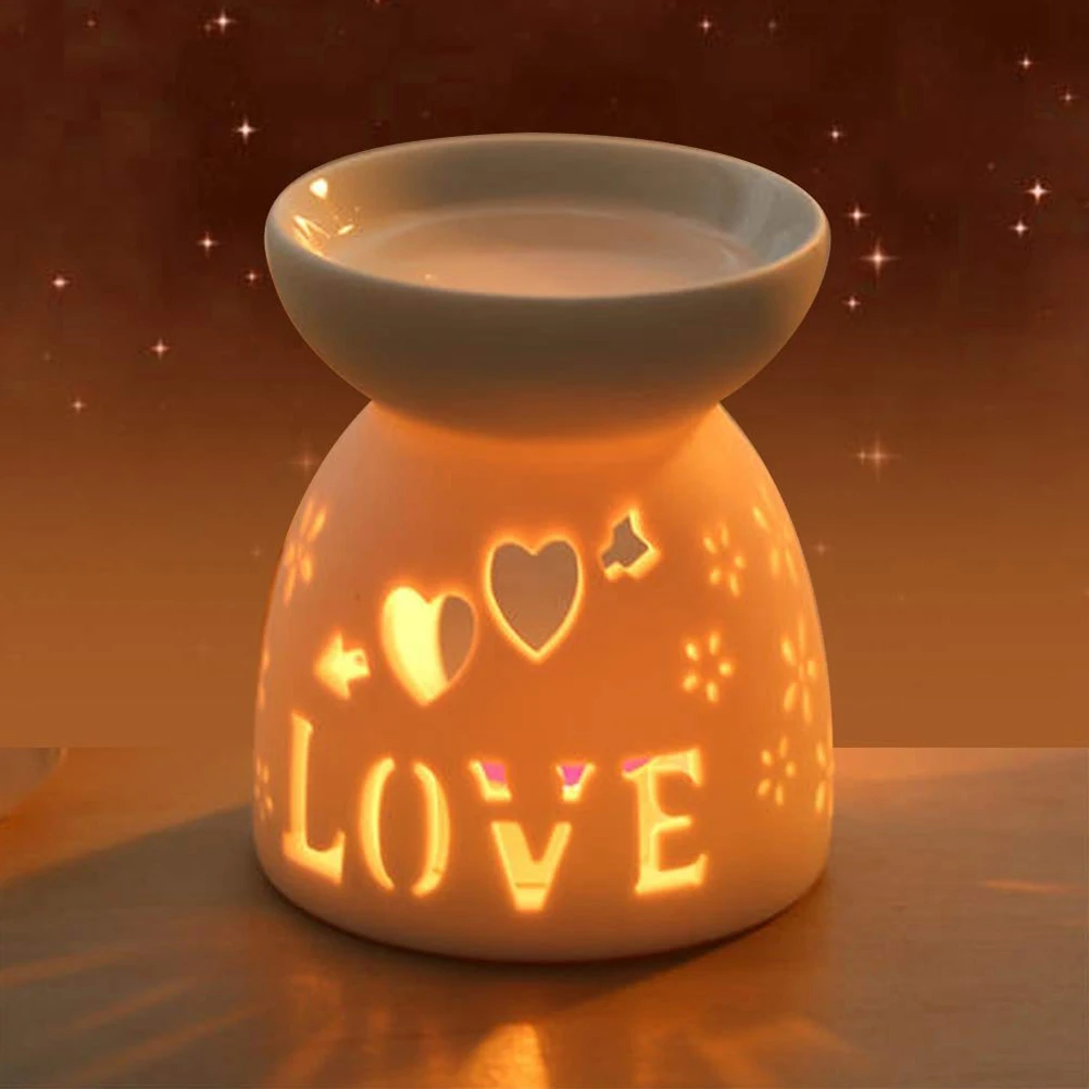 

Ceramic Essence Oil Burner Hollow Aromatherapy Stove Candle Light Holder for Home Office