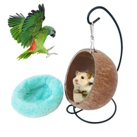 hamster hammock creative coconut shaped small pet sleeping bed with soft plush mat guinea pig rest ferret play cage hanging bed