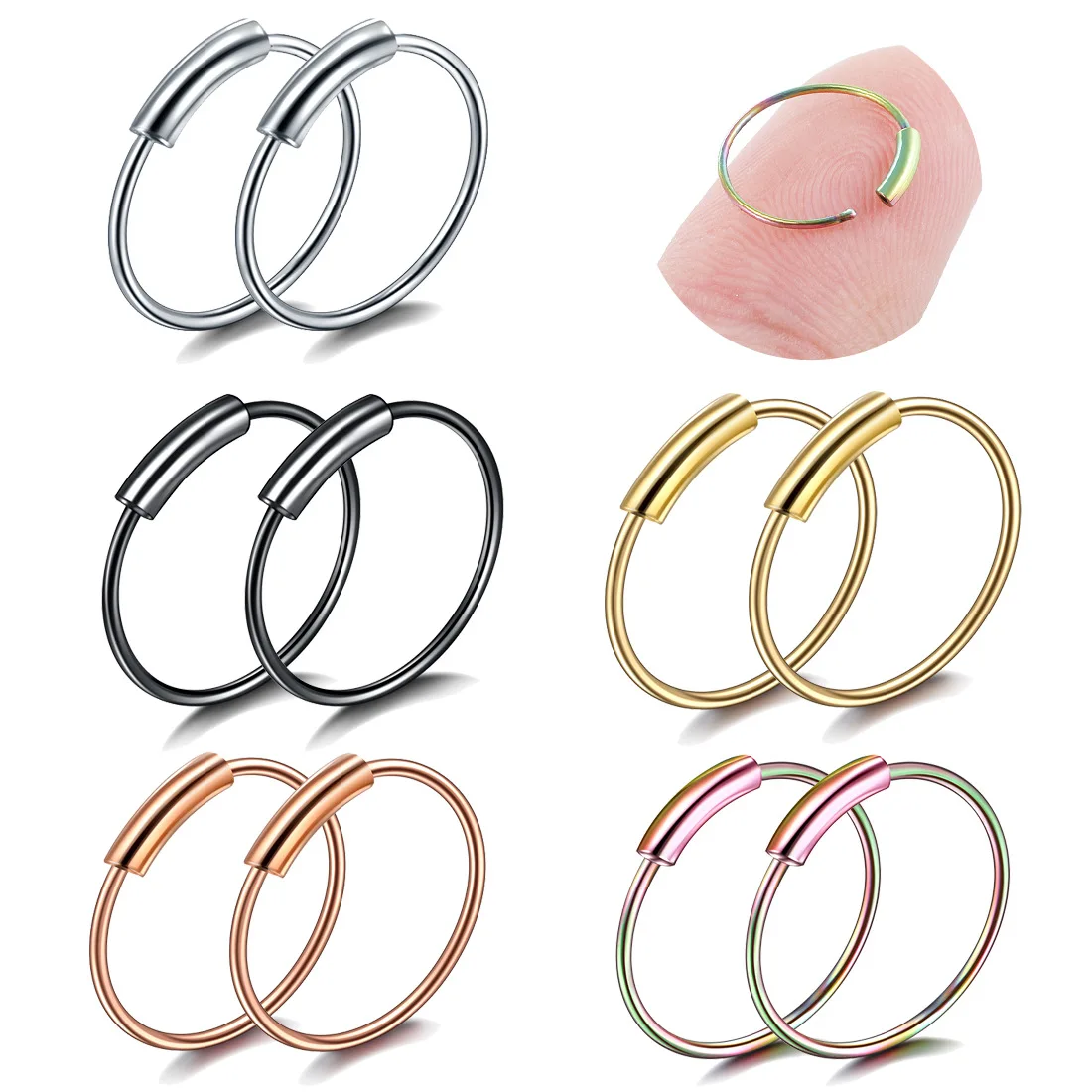 

Fashion Surgical Steel Nose Hoop Nose Ring Stud Punk Style Body Piercing Jewelry Nose Lip Cartilage Tragus Helix Ear Piercing