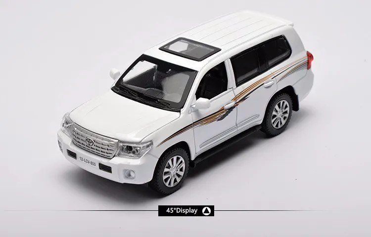 1/32 внедорожник Toyota Land Cruiser, брелок для автомобильных ключей, модели 4 дверь открыта тянуть обратно светильник музыка металлический автомобиль игрушка для детей мальчиков и девочек собрать