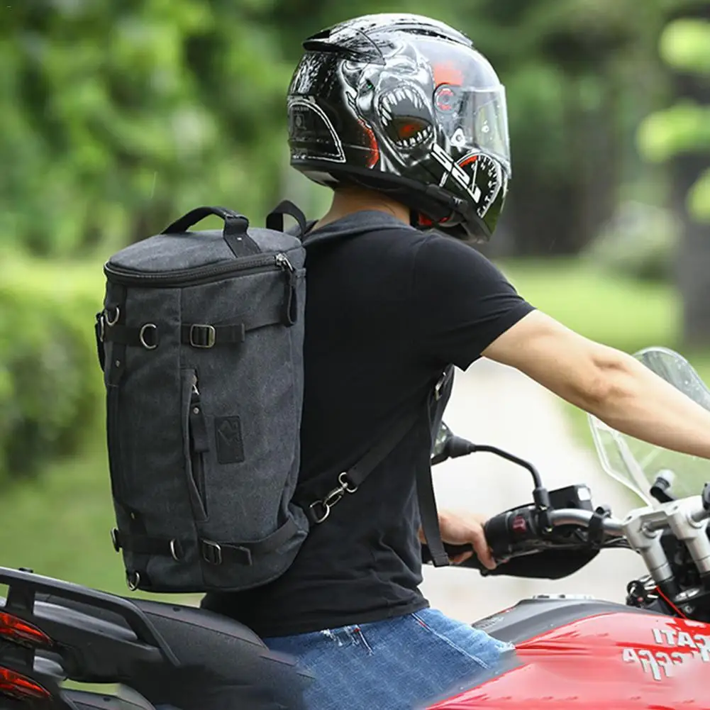 35L Large-capacity Motorcycle Seat Saddle Bag Tail Bag Canvas Backpack Motorcycle Accessories For Travel Camping enlarge