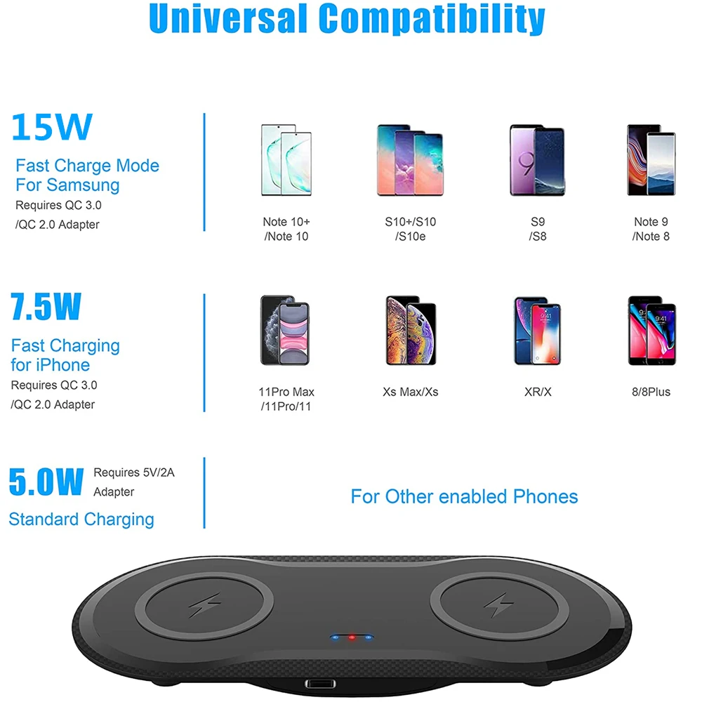 dcae 30w fast 2 in 1 qi wireless charger for airpods pro iphone 13 12 11 xr x 8 dual charging pad station for smsung s21 s20 s10 free global shipping