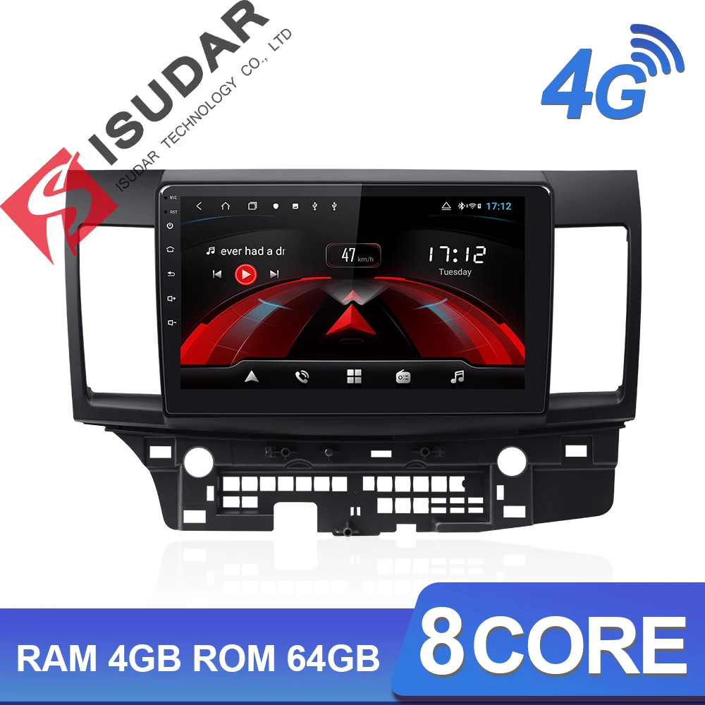 Isudar H53 4G Android 1 Din Авто Радио для Mitsubishi/Lancer 2007-2012 Автомобильный мультимедийный 8 ядерный ОЗУ 4 Гб ПЗУ 64 Гб gps DVR камера ips
