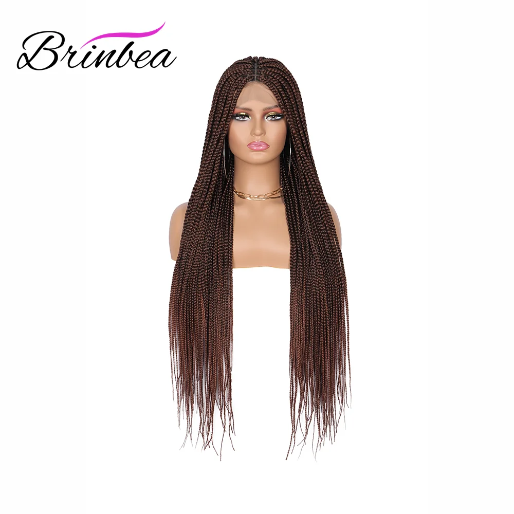

Brinbea 37" Long Box Braided for Women Blonde Full Lace Wigs Synthetic 360 Full Lace Front Wig Knotless Lace Wigs with Baby Hair