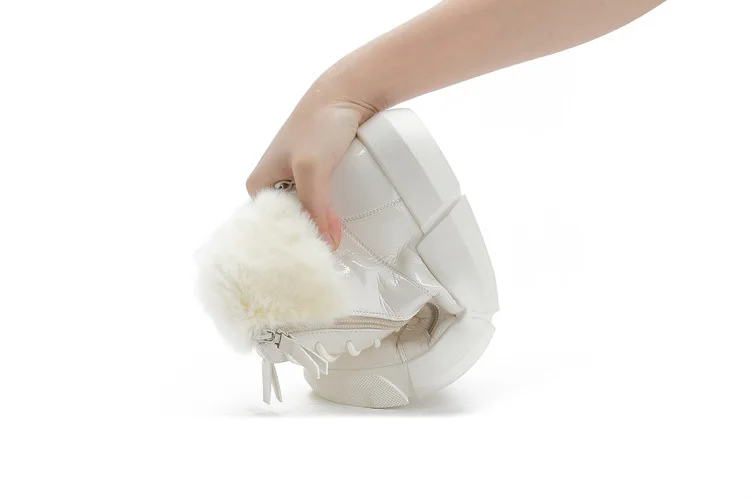 Модные Повседневные зимние теплые женские ботинки кожаные туфли без каблуков