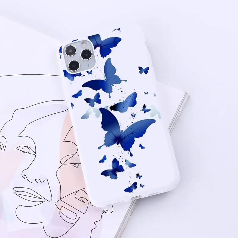 

Cute Butterfly Phone Case Candy Color for iPhone 6 7 8 11 12 s mini pro X XS XR MAX Plus