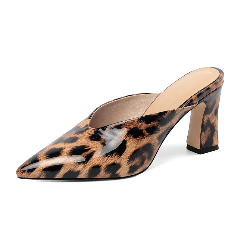 2021 New Summer Fashion pointed toe Chunky toe Transparent Slipper Sexy Leopard grain Stripe Online Celebrity Women's shoes 43