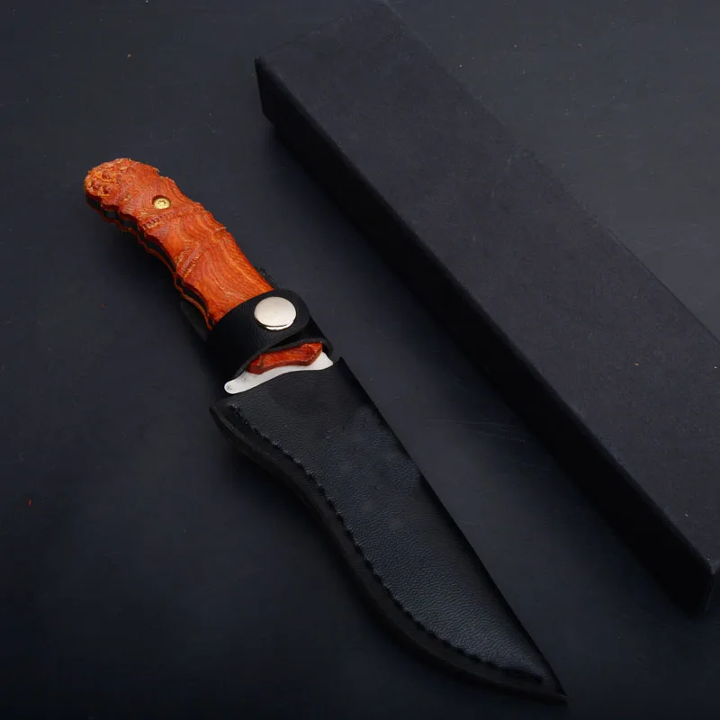 

High Quality Straight knife Camping Knife 7Cr17MOV Bladena Ebony Handle Pocket EDC tool Outdoor Survival Tactical Hunting Knives