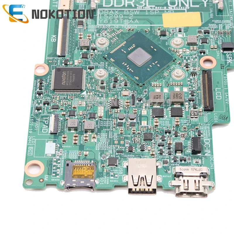 NOKOTION для Dell Inspiron 11 3168 материнская плата для ноутбука SR2KL N3710 cpu DRAX BSW 1SP MB 15299-2 Y619T CN-0J71V9 0J71V9 материнская плата