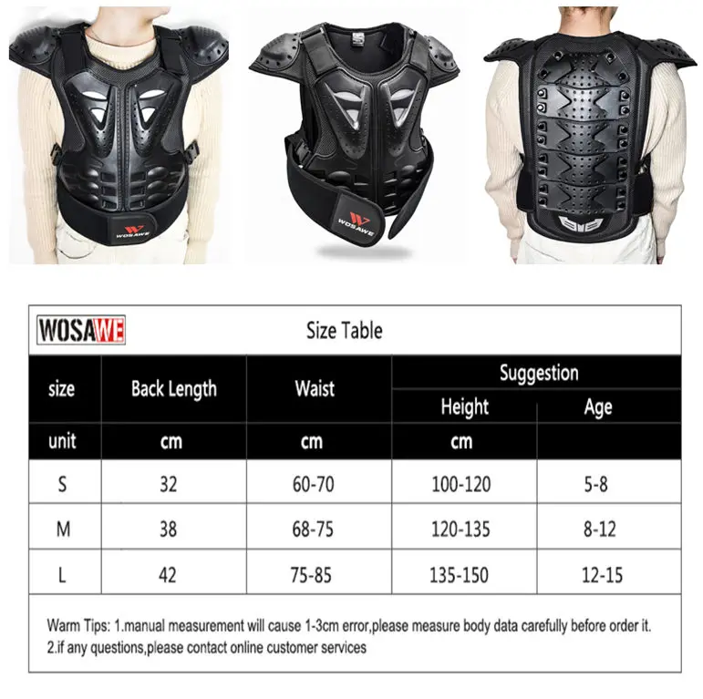 WOSAWE защитные лыжные куртки для детей 4-16 лет детская Защита спины велосипедная