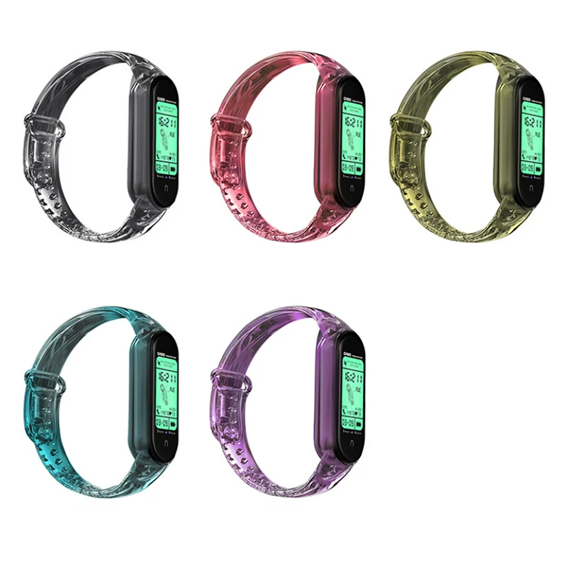 

Ремешок для Xiaomi Mi Band 3 4 5 6, сменный прозрачный ТПУ браслет с подсветкой, аксессуары для Miband 3 4 5 6, сменный Браслет